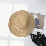 Straw Hat Summer Women's Outdoor Sunshade Hand Crocheting Lace Strap