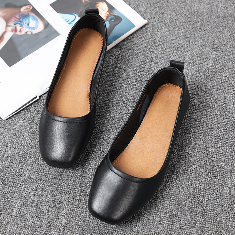Women Black Dress Shoes Spring/Summer Leather Shoes