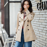 Gloria Vanderbilt Double Breasted Belt Slim Fit Trench Coat