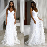 Women Lace Wedding Dress Fashion Women's Wear Sexy Deep V Strap Dress