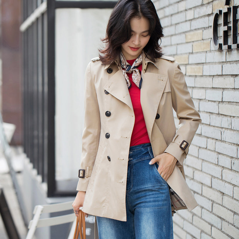 Gloria Vanderbilt Double Breasted Belt Slim Fit Trench Coat