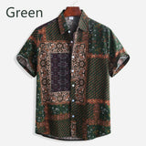 Camp Collar Shirt Casual Square Printed Short Sleeve
