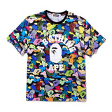 Bape Bearbrick T Shirt Cartoon Printed Color T-Shirt Casual Loose Men And Women Same Style