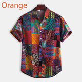 Camp Collar Shirt Casual Square Printed Short Sleeve