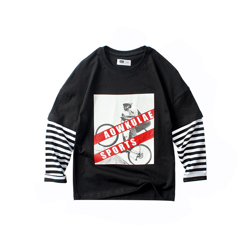 Children Long Sleeve Shirts Autumn Boy Striped Children's T-shirt