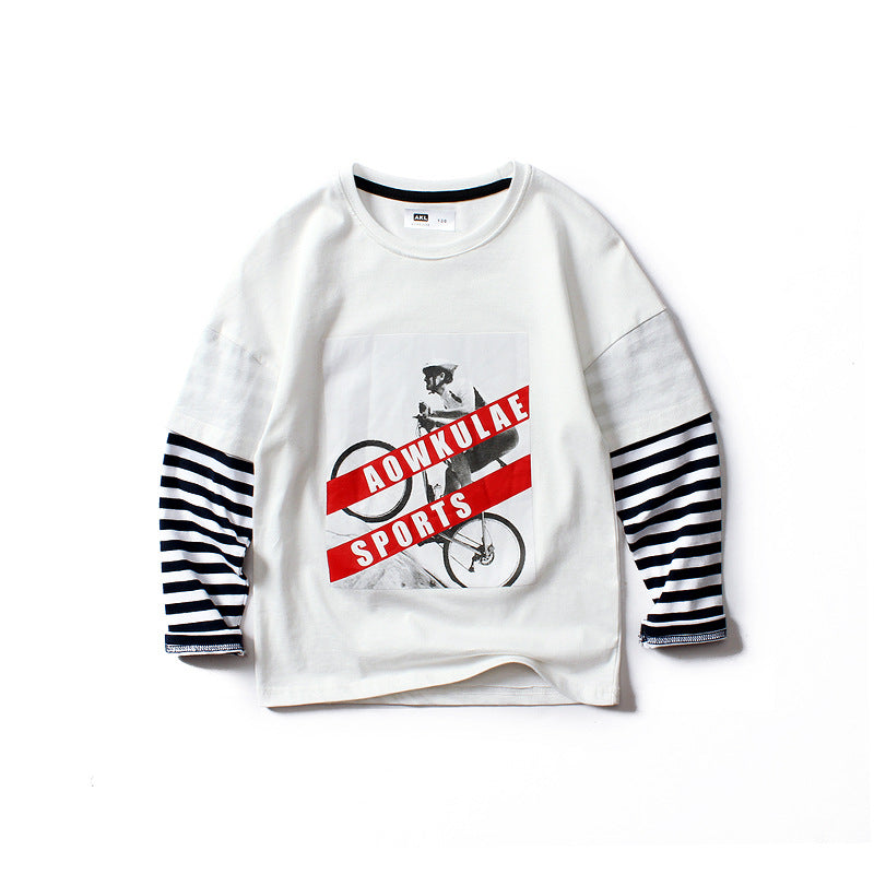 Children Long Sleeve Shirts Autumn Boy Striped Children's T-shirt