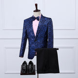 Black Tie Attire Leopard Sequined Suit Slim Fit Performance Dress
