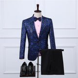 Black Tie Attire Leopard Sequined Suit Slim Fit Performance Dress