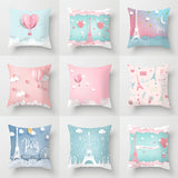 Valentine's Day Pillow Covers 4 Piece Random Styles Together, Romantic Paris Tower Hot Air Balloon Pillow Cover Home Sofa Cushion