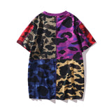 Bape Bearbrick T Shirt Summer Shark Camouflage Patchwork Stitching T-Shirt