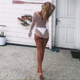 Coachella Music Festival Outfits Summer Fishnet Sexy Long Sleeve Beach Cover-up