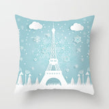 Valentine's Day Pillow Covers 4 Piece Random Styles Together, Romantic Paris Tower Hot Air Balloon Pillow Cover Home Sofa Cushion