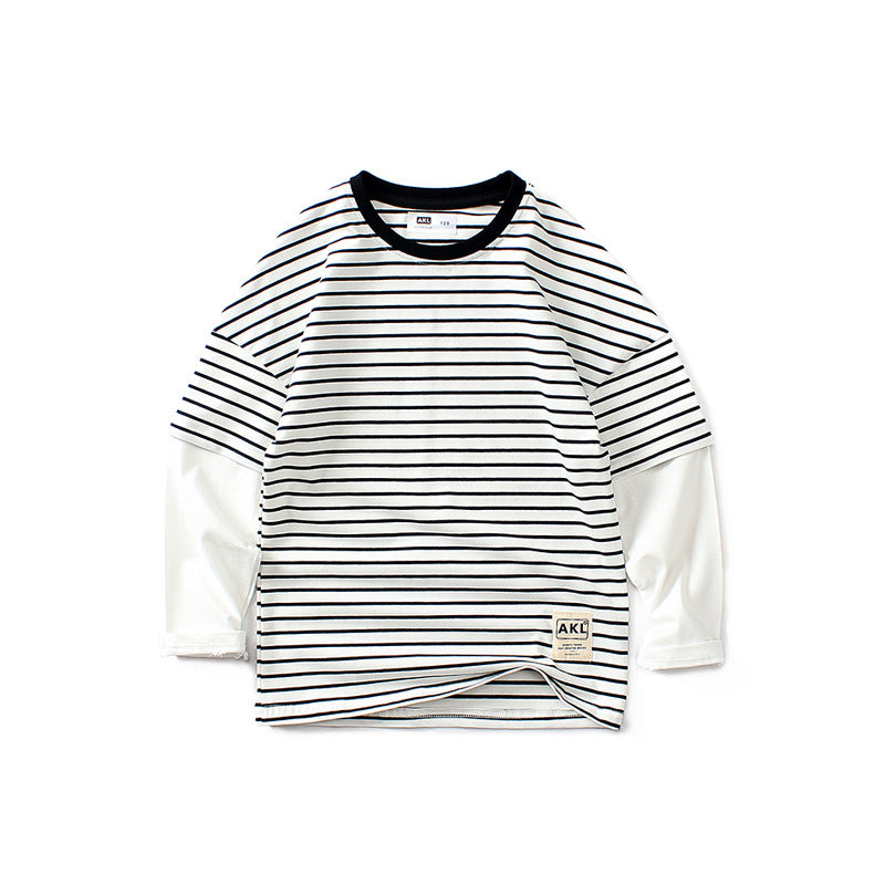 Children Long Sleeve Shirts Spring and Autumn Stripes T-shirt Long Sleeve