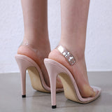 Clear Heels Transparent Comfortable Stiletto Heel Pointed Sandals