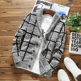 Baja Hoodie Plaid Cardigan Thick Lapel Button Sweater Sweater