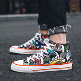 Canvas Shoes High-Top Canvas Shoes Men's Shoes Spring Versatile Graffiti Board Shoes