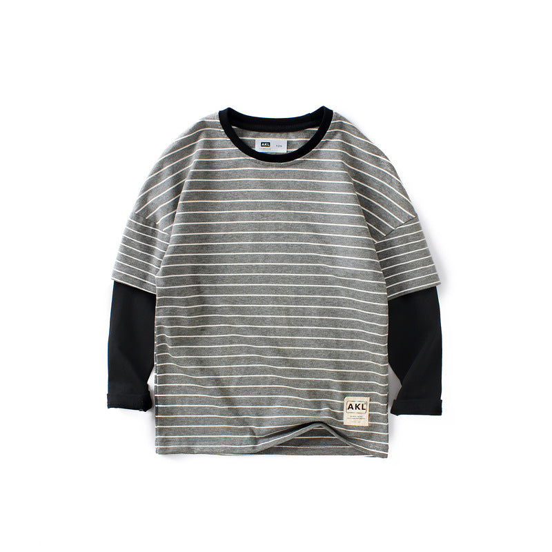 Children Long Sleeve Shirts Spring and Autumn Stripes T-shirt Long Sleeve