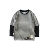Children Long Sleeve Shirts Spring and Autumn Stripes T-shirt Long Sleeve