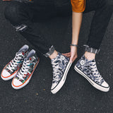Canvas Shoes High-Top Canvas Shoes Men's Shoes Spring Versatile Graffiti Board Shoes