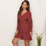Kendall Jenner Wedding Guest Dress Sexy Polka Dot Ruffled Irregular Autumn Clothes