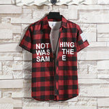 Men Shirts Hong Kong Style Short Sleeve Plaid Shirt