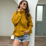 Women Pullover Knit Sweater Autumn Winter Sweater Turtleneck Pullover Female