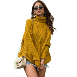 Women Pullover Knit Sweater Autumn Winter Sweater Turtleneck Pullover Female