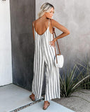Coachella Music Festival Outfits Summer Women's Simple Style Suspender Stripes Jumpsuit Trousers