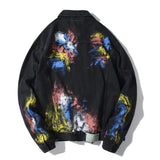 Off White Arrow Denim Jacket Jean Coat Autumn And Winter Graffiti Fireworks Splashink Destruction Distressed Denim Casual Jacket Owt