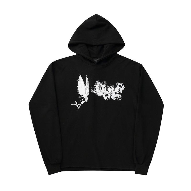Vlone Hoodie Autumn And Winter Printing Hem Destroyed Hoodie Loose Pullover Men'S And Women'S Hoodie