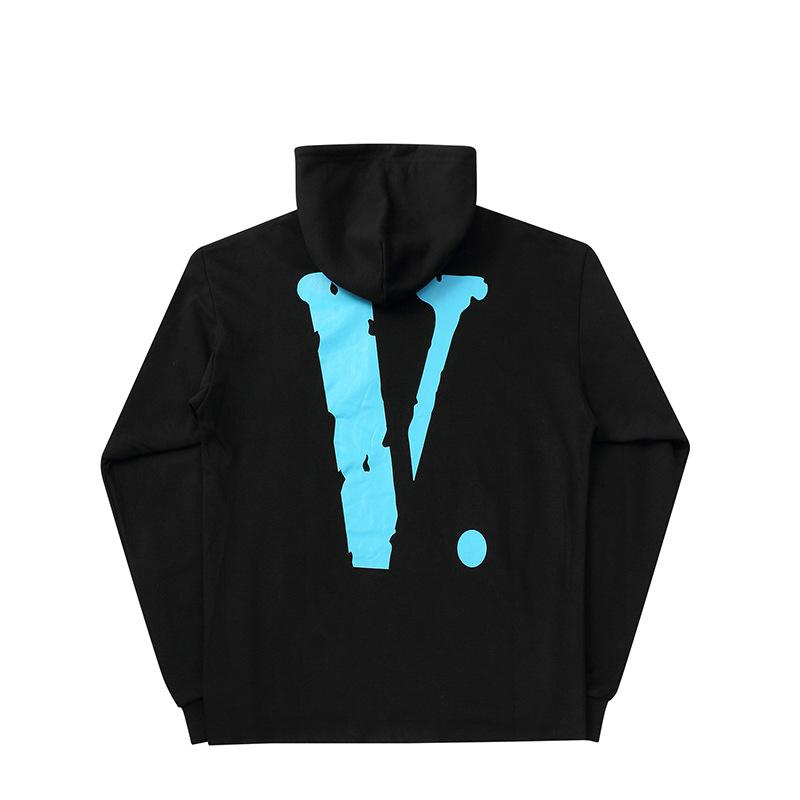 Vlone Hoodie Life Frayed Large V Terry Sweater Same Style Men'S And Women'S Pullover Round Neck