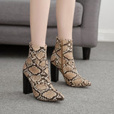 Python Boots Large Size Thick Heel Fashion Printed Women's Shoes