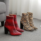 Python Boots Large Size Thick Heel Fashion Printed Women's Shoes