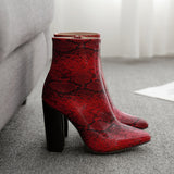 Python Boots Large Size Thick Heel Fashion Printed Women's Shoes