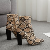 Python Boots Large Size Thick Heel Fashion Printed Women's Shoes