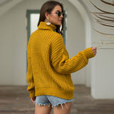 Women Pullover Knit Sweater Autumn Winter Sweater Turtleneck Pullover Female