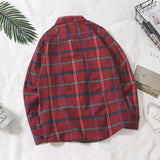 Men Shirt Long Sleeve Plaid Shirt Loose