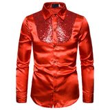 Men Prom Outfits Sequined Performance Nightclub Long Sleeve Shirt