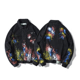 Off White Arrow Denim Jacket Jean Coat Autumn And Winter Graffiti Fireworks Splashink Destruction Distressed Denim Casual Jacket Owt