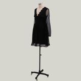 Women Lace Wedding Dress Mini Dress Women's Short Skirt V-neck Sexy Fashion Long Sleeve Dress