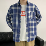 Men Shirts Large Plaid Long Sleeve Shirt Loose