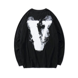 Vlone Sweatshirt Large V Printed Long Sleeve Plus Size Retro Sports Men And Women Allmatching Sweater