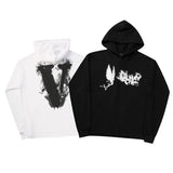 Vlone Hoodie Autumn And Winter Printing Hem Destroyed Hoodie Loose Pullover Men'S And Women'S Hoodie