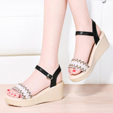 High Heels Slides Summer Open Toe Wedge with Platform High Heel Sandals