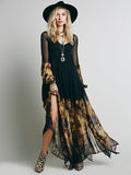 Beth Dutton Bohemian Dress Winter Autumn Midi Dresses Chiffon Dress Irregular Hem