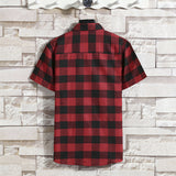 Men Shirts Hong Kong Style Short Sleeve Plaid Shirt