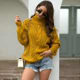 Women Pullover Knit Sweater Autumn Winter Sweater Turtleneck Pullover Female