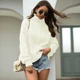 Women Pullover Knit Sweater Autumn Winter Sweater Turtleneck Pullover Female