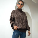 Women Pullover Knit Sweater Autumn Winter Sweater Turtleneck Pullover Female