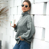 Women Pullover Knit Sweater Autumn Winter Sweater Turtleneck Pullover Female